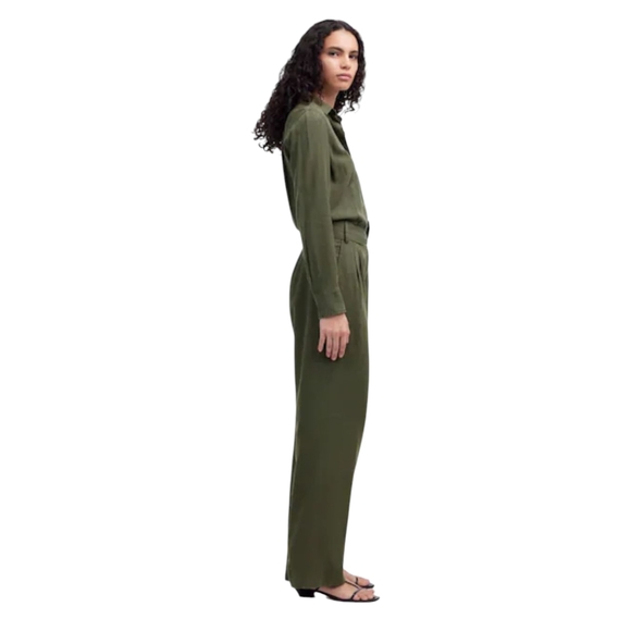 NWT Madewell Relaxed Tie Waist Wide Leg Jumpsuit | Size 10 & 12 | Army Green - Picture 3 of 12